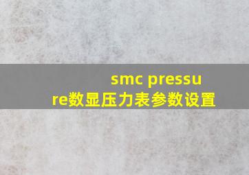 smc pressure数显压力表参数设置